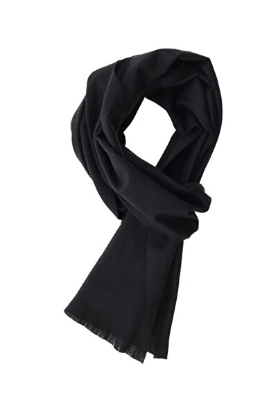 eleven market Чоловічий прямий чорний вовняний шарф