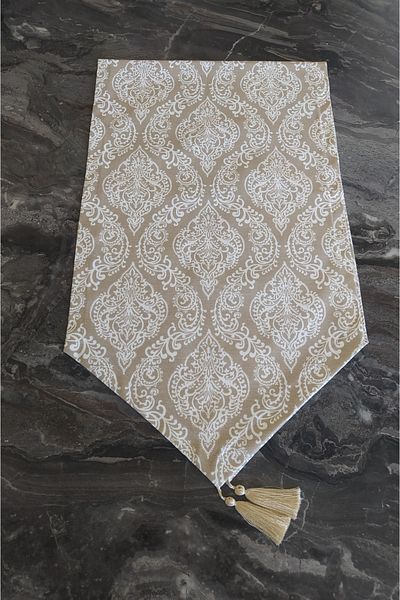 dehaberk Μπεζ δαμασκηνό μοτίβο Runner