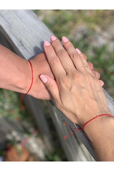 Atölye Merdiven 925 Ayar Gümüş Kaderin Kırmızı Ipi Çift Bilekliği