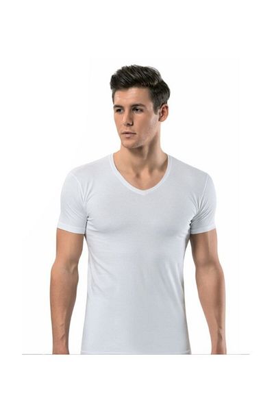 Namaldı Men's White V-Neck Short Sleeve Undershirt 131