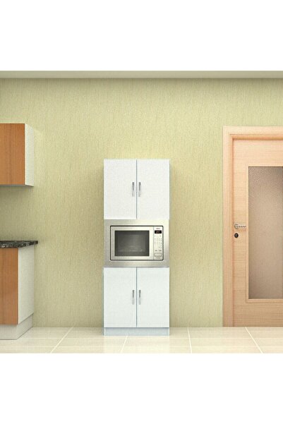 Gökberk Modüler Mobilya Sistemleri Beyaz 4 Kapaklı Fırın Bölmeli Çok Amaçlı Dolap
