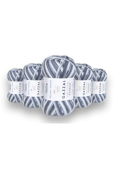 Gazzal Baby Cotton Rainbow 5 Τεμαχίων Amigurumi, Punch Χειροποίητο Νήμα Πλεξίματος 50 γρ (476)