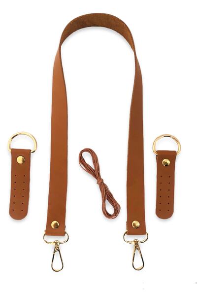 Alfa Tasarım Hakiki Deri Çanta Sapı (aksesuarlı, 80 Cm) - Camel
