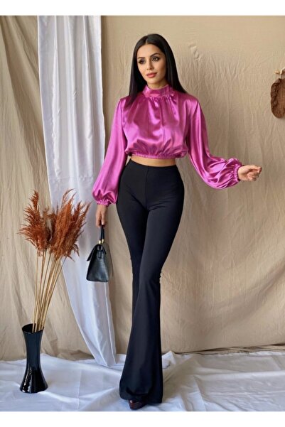 Moda Stayl Moda Live Дамски легинги с висока талия и испански кройка, черни