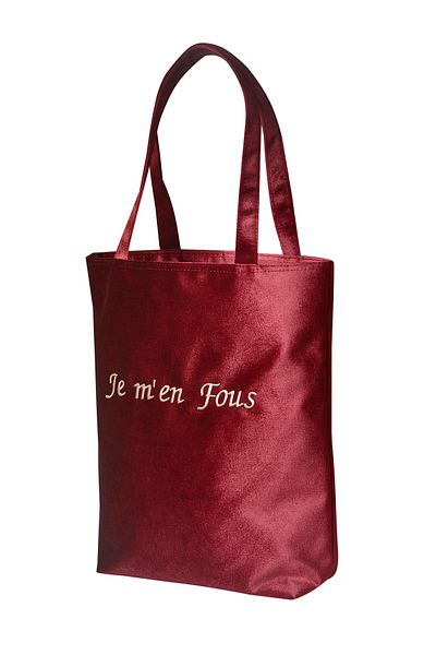 Bakras Claret Red Embroidery Detailed Plush Velvet Tote Bag - Set of Two