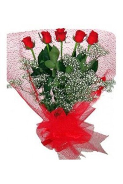 hediye Biricik Aşkım - 5 Kırmızı Gül Buketi - Özel Aranjman Lik Kesme Canlı Ç...