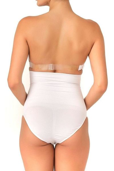Bestin Women's White Seamless Double High Waist Slip Plus Size Corset with Snap Fasteners at the Bottom