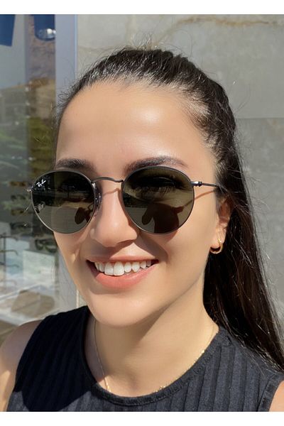 Ray-Ban Rb3447 029 50 Round Metal Black Framed Unisex Sunglasses