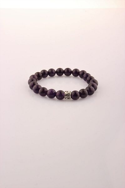OSMANLI DEĞERLİ TAŞ Certified Amethyst Natural Stone Bracelet 9mm
