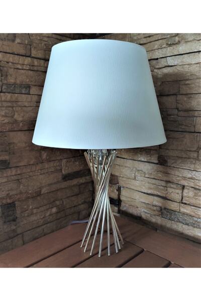 365GUNSERİSONU مصباح طاولة من الزجاج الكريستالي ذو الساق المعدنية المطلية بال...