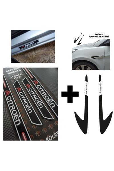 Aksefuar Lazer Citroen Berlingo Kapı Eşiği + Logolu Çamurluk Venti Set
