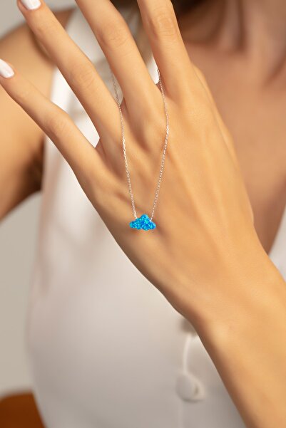 Violansia 925 Ayar Gümüş Opal Taşlı Bulut Kolye