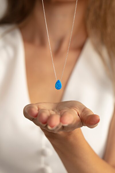 Violansia 925 Ayar Gümüş Opal Taş Kolye