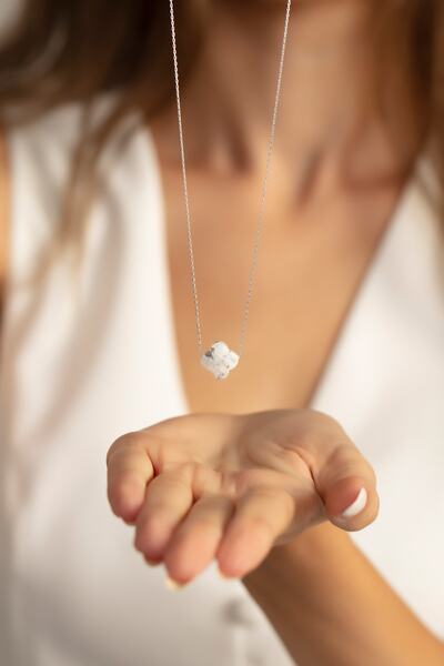 Violansia 925 Ayar Gümüş Doğal Taş Yonca Tasarımlı Kolye