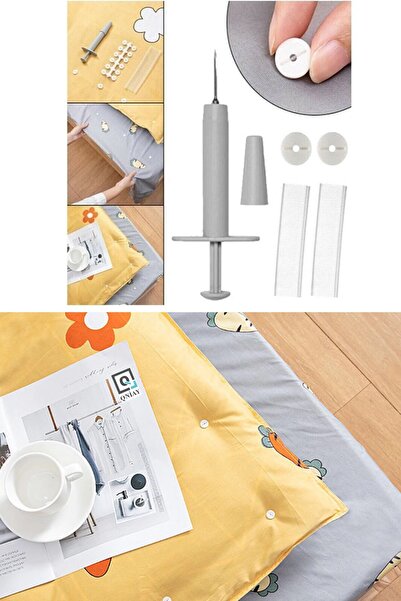 QNİAY Quilt Cover - Duvet Cover Fixing Clip and Fishbone Pistol Set