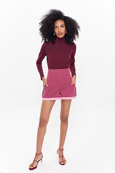 Hanna's by Hanna Darsa Kadın Bordo Balıkçı Yaka Örme Bluz