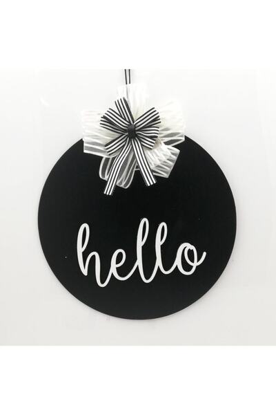 Lora Davet Дерев'яна прикраса для дверей Hello Чорна 54216