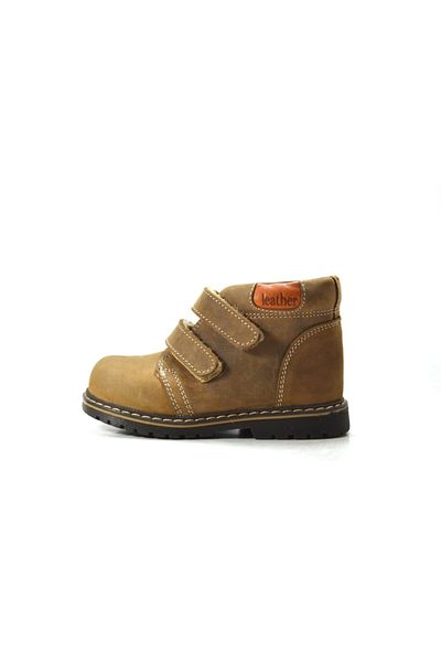 Toddler T.01 Khaki Genuine Leather Velcro Orthopedic Baby Boy Kids Boots