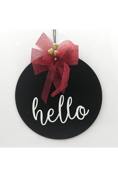 Lora Davet Στολίδι Ξύλινης Πόρτας Hello - Μαύρο 54221