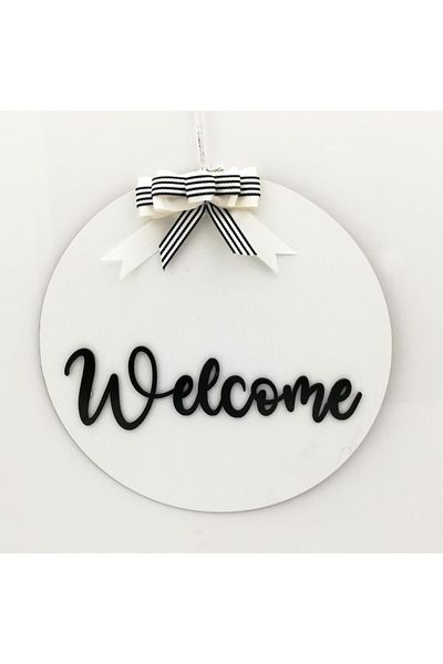 Lora Davet Στολίδι Ξύλινης Πόρτας Welcome - Λευκό 54249