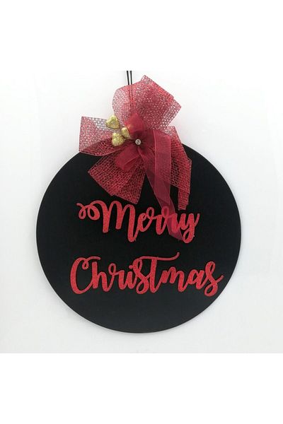 Lora Davet Στολίδι Ξύλινης Πόρτας Merry Christmas - Μαύρο 54295