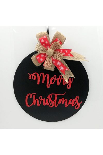Lora Davet Στολίδι Ξύλινης Πόρτας Merry Christmas - Μαύρο 54296