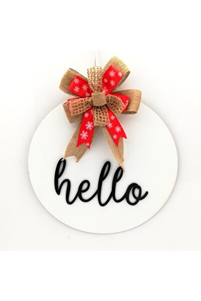 Lora Davet Ornament pentru ușă din lemn Hello - Alb 54239