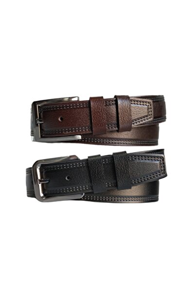 Kar-Pa طقم بنطلون قماش من الجلد الطبيعي 100% مكون من قطعتين بنمط خياطة 4 سم: ...