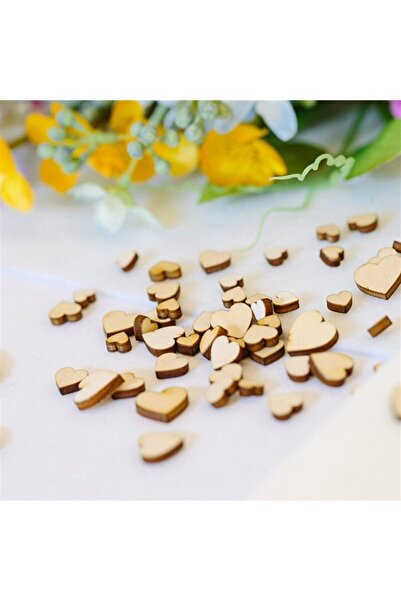 NT Handmade Ham Ahşap 30 Adet Boyanabilir Mini Kalp Seti - Ev Dekorasyon Hobi...