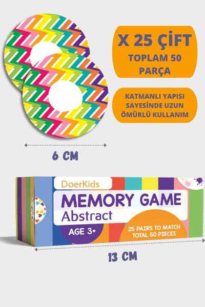 DoerKids Memory Game Ikili Set - Eşleştirme Beceri Hafıza Oyunu - 4 Farklı Kullanım
