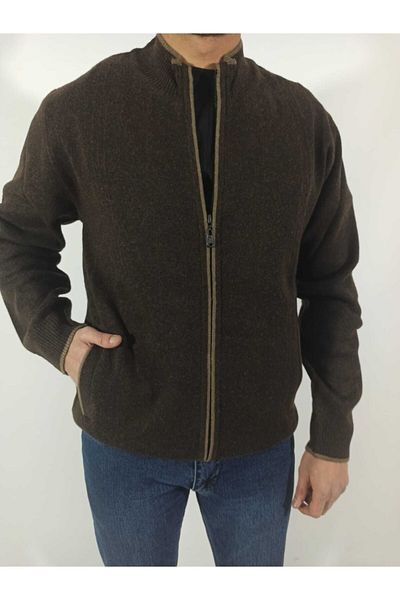 DCN Fire Lamb Wool Zippered Cardigan-6521