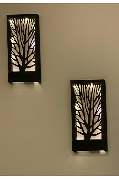 MSAĞWOODS Siyah 2li Set Pillerhariç Peri Ledli Ahşap Işıklı Tablo Ev Hediyesi...