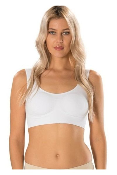 Bestin Sutien bustier cu bretele groase, alb, pentru femei, pachet de 2 bambus