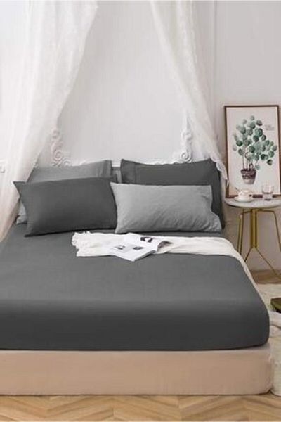 KISAYOL Concept - Ankrasit - Cearşaf de pat din bumbac pieptănat simplu 30x100x200