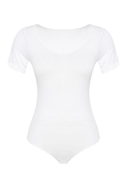 Shop mood Γυναικείο λευκό κοντομάνικο κορμάκι / Bady