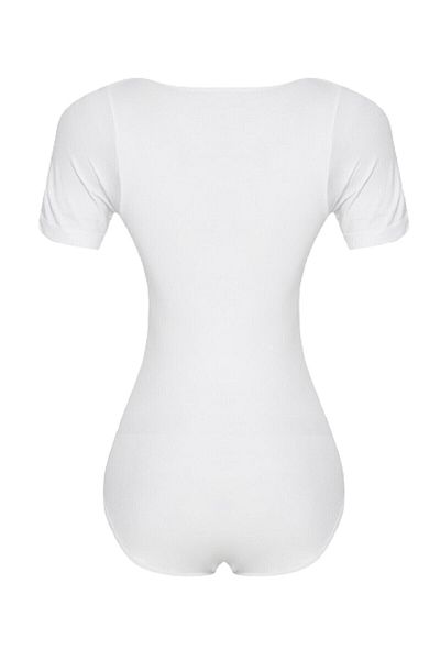 Shop mood Γυναικείο λευκό κοντομάνικο κορμάκι / Bady