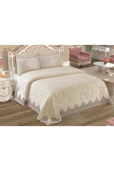 DANTEL Gündüz Perde Home Battaniyeli Fransız Güpürlü Yatak Örtüsü Çift Kişili...