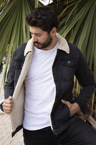 Klasskombin Ανδρικό Slimfit Γούνινο Τζιν Παλτό Smoked Jeans Coats Smoked