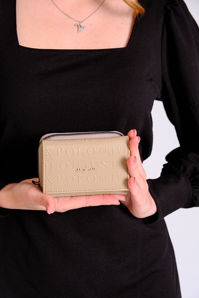 Just Polo Women's Mink 6 Card + 1 ID Compartment Embossed Printed Vegan Wallet with Snap and Zipper Closure