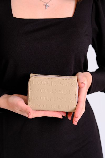 Just Polo Women's Mink 6 Card + 1 ID Compartment Embossed Printed Vegan Wallet with Snap and Zipper Closure