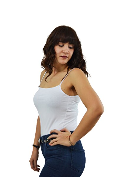 Trenossa Tricou cu bretele din lycra argintie pentru femei, alb