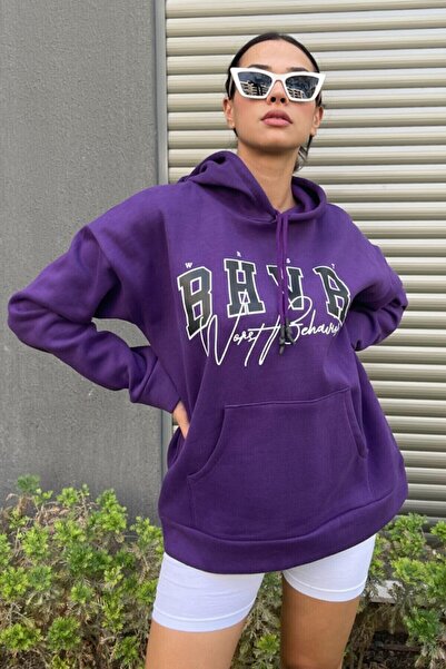 NO 601 Γυναικείο φούτερ Oversize Purple Bhvr Printed
