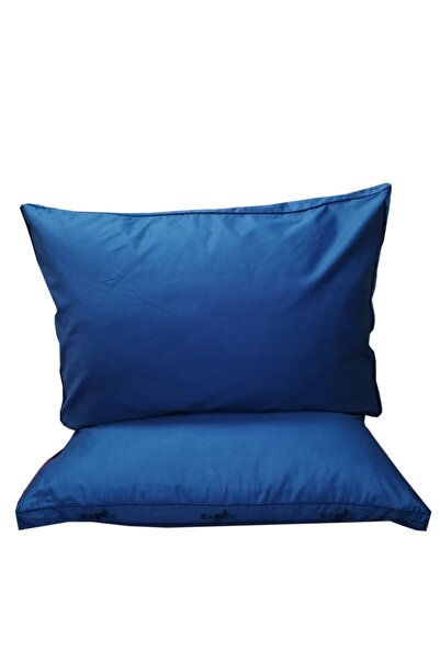 Sarev Pamuk Saten Yastık Kılıfı Lacivert