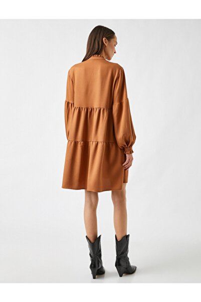 Koton Μίνι μακρυμάνικο φόρεμα V-Neck Flounce