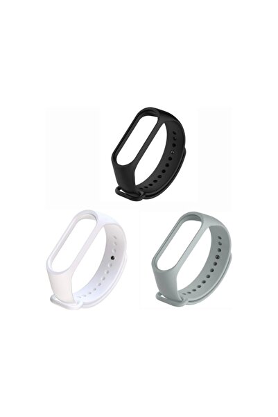 gaman Mi Band 3/4 Uyumlu Akıllı Bileklik Kordonu 3'lü Set Siyah-gri-beyaz