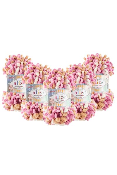 Alize Puffy Fine Color Hand Knitting Thread 5 Pack - 6402 Camel - 100 Gr14.5 MtFinger Knitting Thread