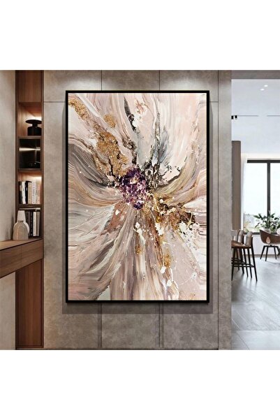 Markazip Siyah Metal Çerçeveli Pembe Soyut Kanvas Tablo 70x100cm Kod: K730-s