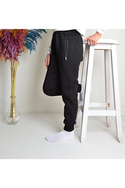 KİDSPİTİRCİK Unisex Παιδικό Μαύρο Φλις Φούτερ Φούτερ με Χοντρό Φλις Πάτο (ΧΩΡΙΣ ΦΕΡΜΟΥΑΡ)