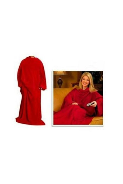 Parti Kırtasiye Wearable Sleeved Fleece Blanket Red - Wearable Blanket - Sleeved Fleece Blanket Red /