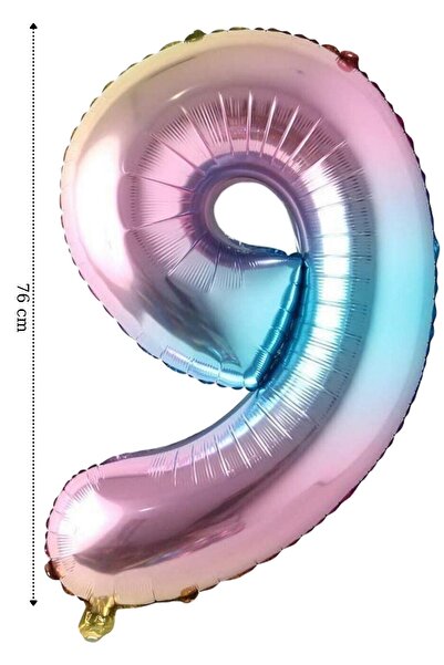 ELGALA 9 Numeral Foil Helium Balloon - 76 cm Rainbow Color
